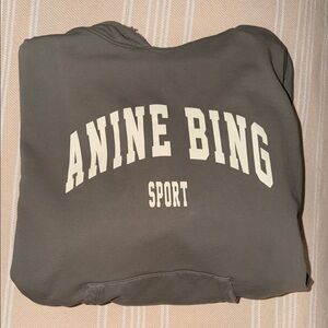 Anine Bing Sport Charcoal Sweatshirt Hoodie Oversized Womens size Medium LIKENEW